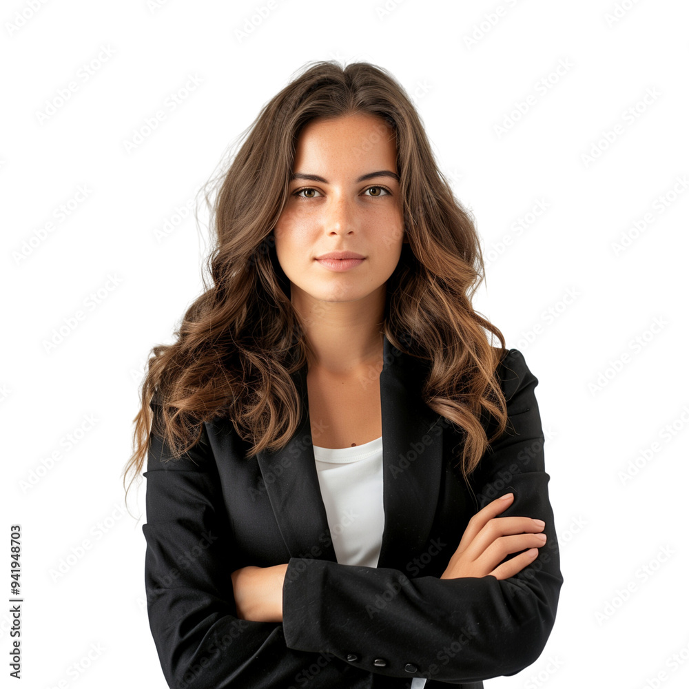 A diligent young businesswoman isolated on a transparent background A diligent young businesswoman isolated on a transparent background