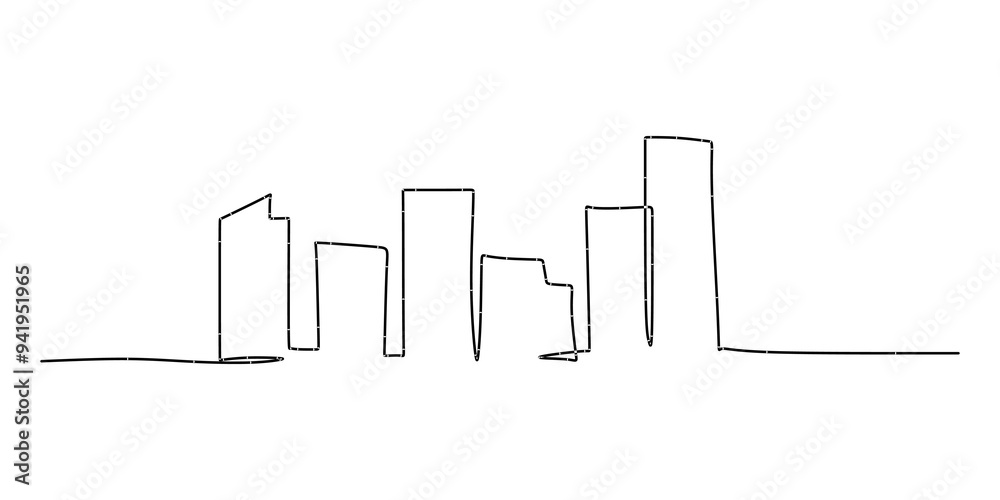 Minimalist cityscape continuous one line vector drawing. Metropolis architecture modern buildings landscape. Minimalist cityscape continuous one line vector drawing. Metropolis architecture modern buildings landscape.