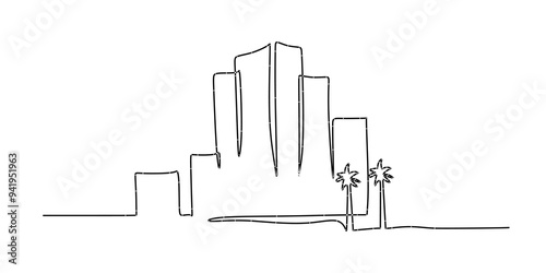 Wallpaper Mural Minimalist cityscape continuous one line vector drawing. Metropolis architecture modern buildings landscape. Torontodigital.ca