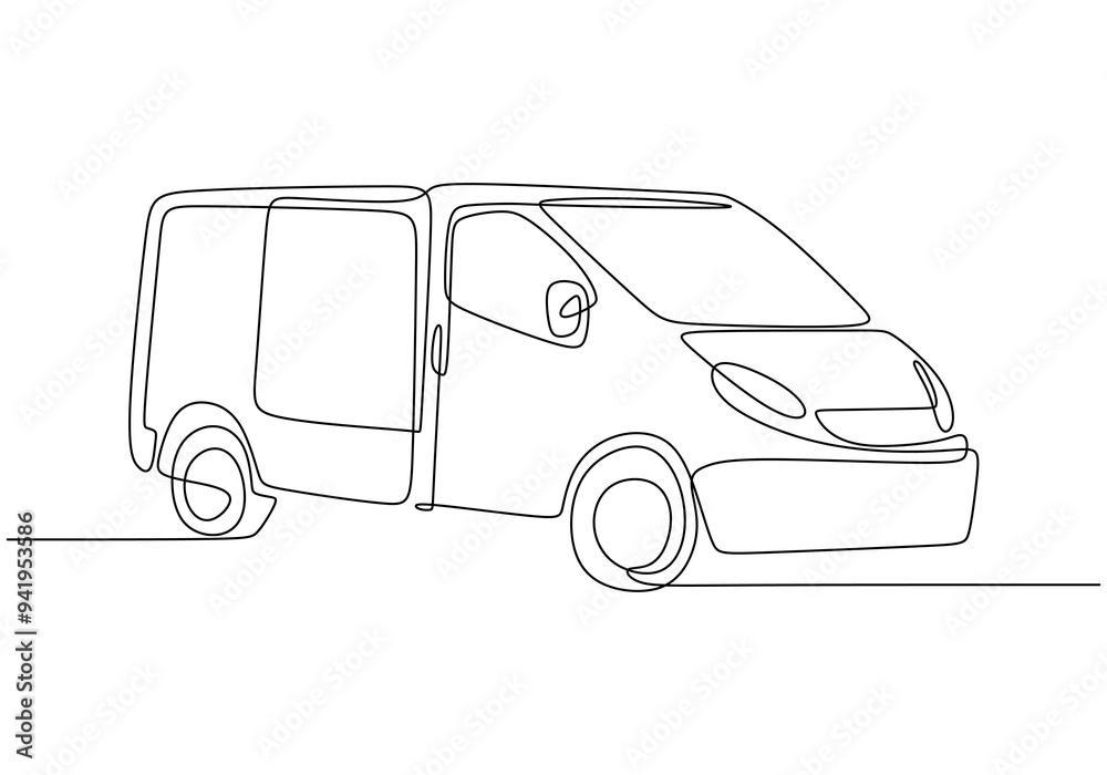 Van Minimalist Line Art. Single line drawing of a van, ideal for vehicle themes. Van Minimalist Line Art. Single line drawing of a van, ideal for vehicle themes.