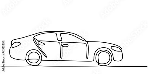 Biker Minimalist Line Drawing. Simple continuous line art of a motorbike rider, isolated on white.