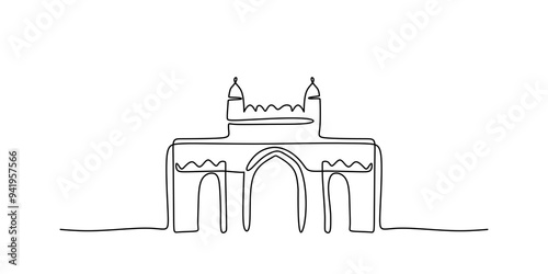 Mumbai India skyline continuous line drawing. Building and architecture concept in minimalist design