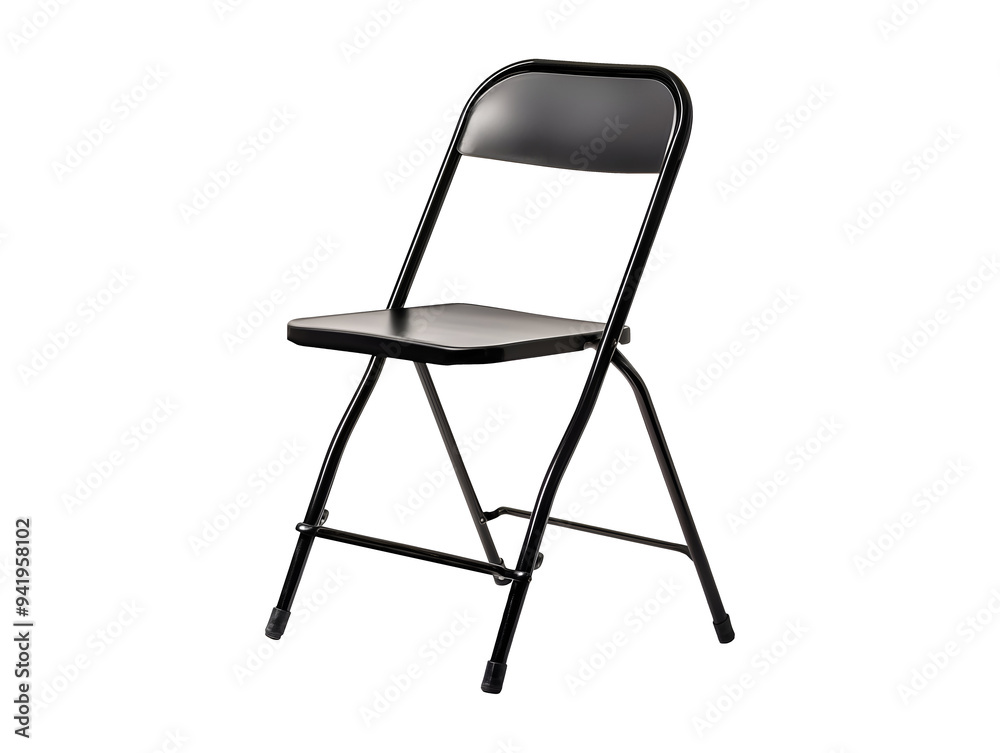 Black folding chair isolated on transparent or white background Black folding chair isolated on transparent or white background