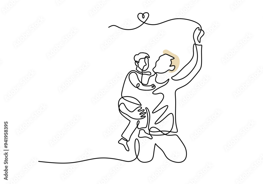 Simple Fathers Day Sketch Dad Embracing Baby Simple Fathers Day Sketch Dad Embracing Baby