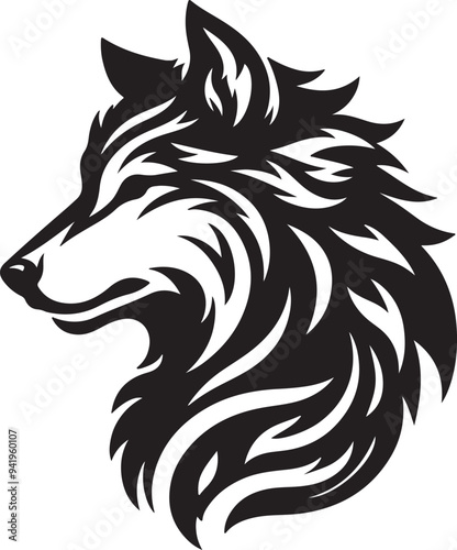 Wolf silhouette vector style with White Background