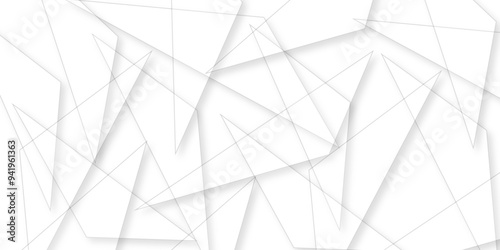 Abstract background with liens and triangles shape on white background. White and grey geometric overlapping rectangle pattern Geometric background soft shadows as patten ..White polygon textured .