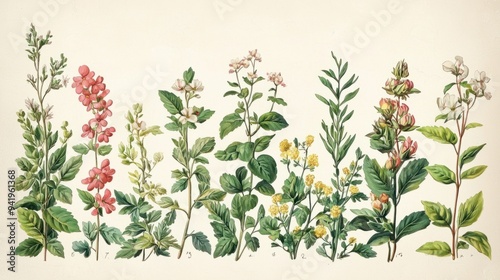 Botanical Elegance: Vintage Illustration Collection of Exquisite and Detailed Plants for Home Decor and Design Projects