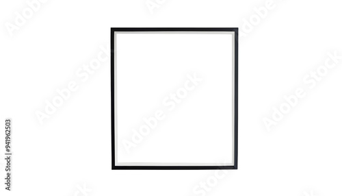 Picture frame with black and white frame.Transparent background.