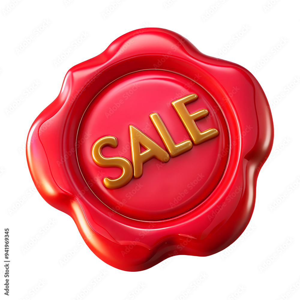 red wax seals with SALE text, 3D rendering, transparent background red wax seals with SALE text, 3D rendering, transparent background