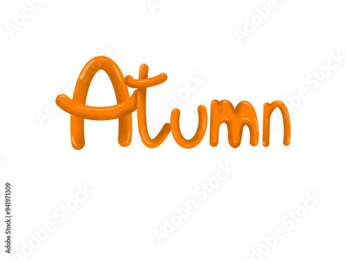 Autumn text in 3D style. Autumn. Volumetric inscription