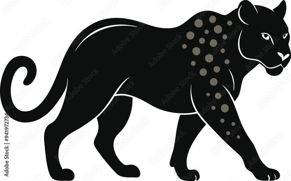 Fototapeta premium Jaguar art illustration showcasing the fierce beauty and power of the big cat with bold lines and vivid details 