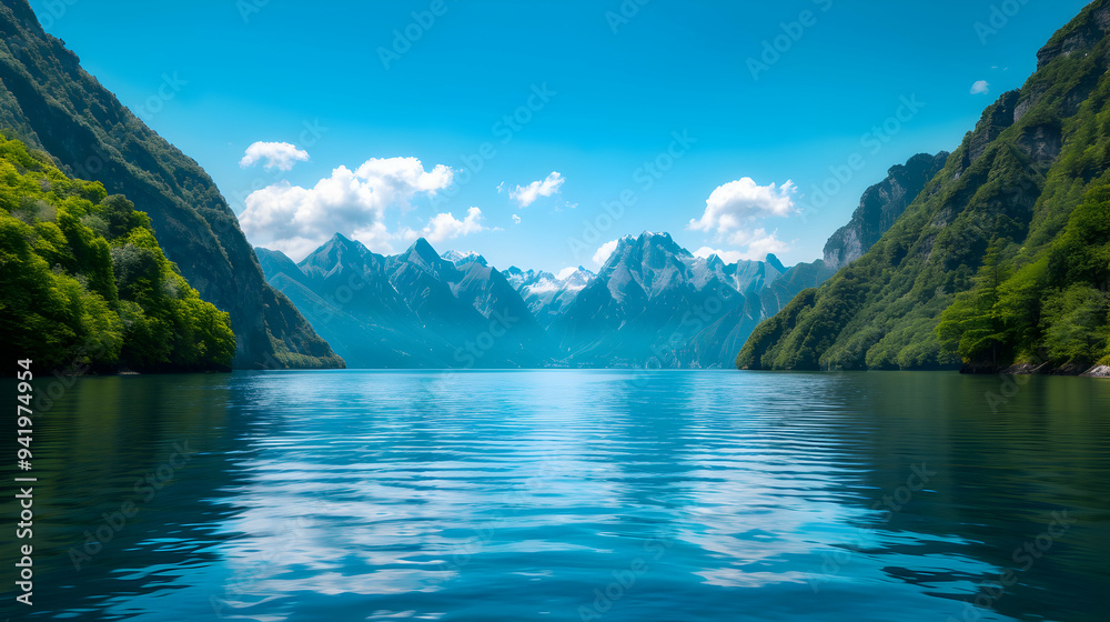 Fototapeta premium Body Water With Mountain The Background