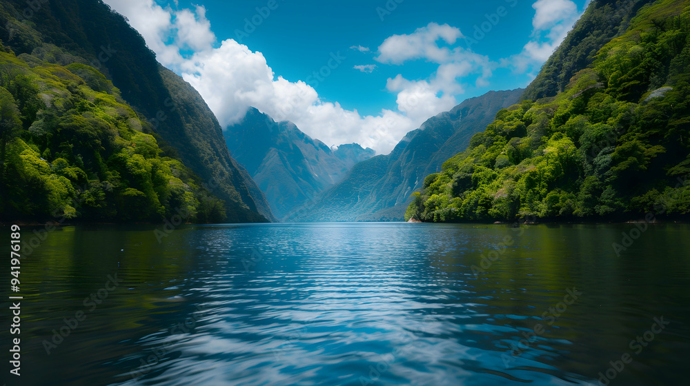Fototapeta premium Body Water With Mountain The Background