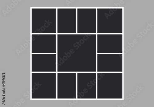 Blank collage frame template for photos