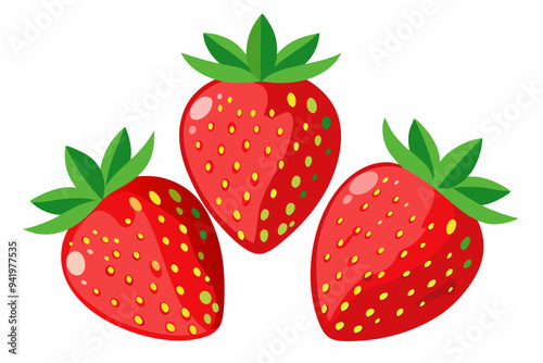 Set of Strawberry fruit Vector style on a White Background
