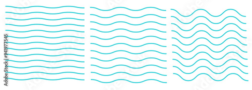Set of wavy zigzag lines. Wave thin line background. Vector zigzag and wavy blue horizontal underline. Vector illustration EPS10. 