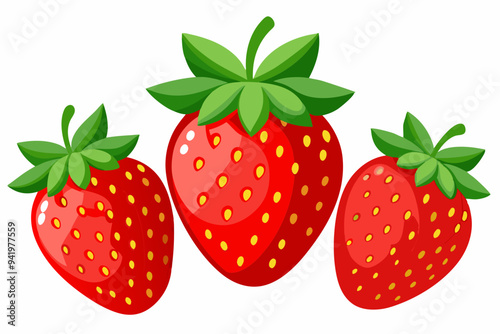 Set of Strawberry fruit Vector style on a White Background