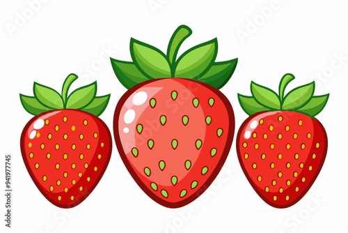 Set of Strawberry fruit Vector style on a White Background