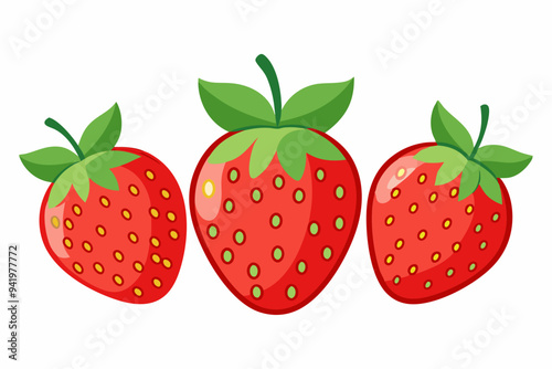 Set of Strawberry fruit Vector style on a White Background