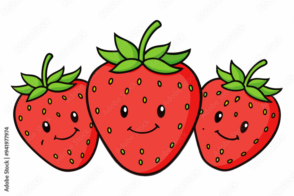 Set of Strawberry fruit Vector style on a White Background Set of Strawberry fruit Vector style on a White Background