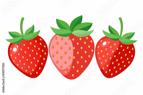 Set of Strawberry fruit Vector style on a White Background