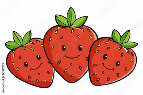 Set of Strawberry fruit Vector style on a White Background