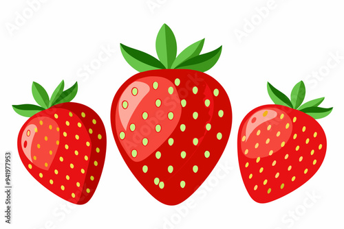 Set of Strawberry fruit Vector style on a White Background