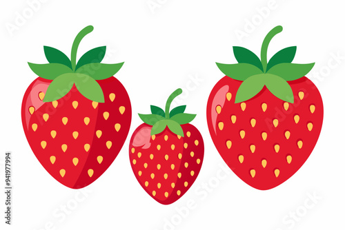 Set of Strawberry fruit Vector style on a White Background