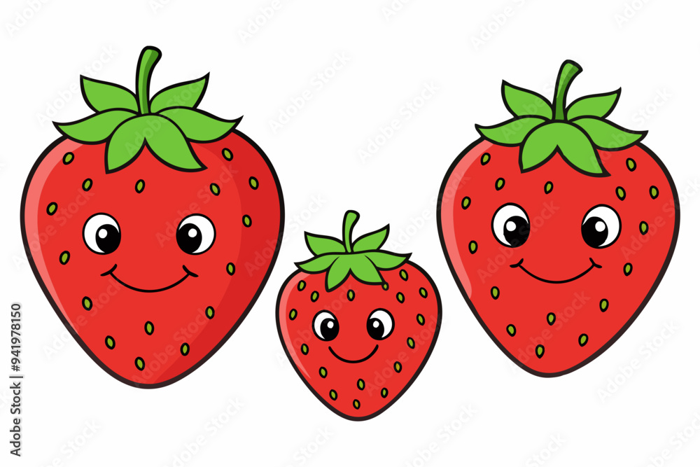 Set of Strawberry fruit Vector style on a White Background Set of Strawberry fruit Vector style on a White Background