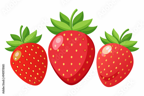 Set of Strawberry fruit Vector style on a White Background