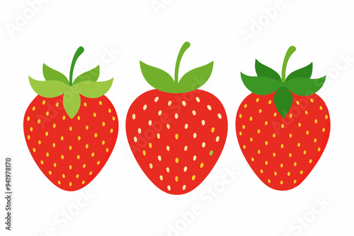Set of Strawberry fruit Vector style on a White Background