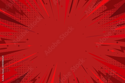 Red comic book background. Pop art halftone style background for magazine, cover, ad, banner, websites