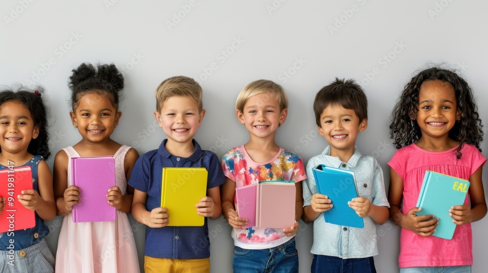 The smiling kids with books The smiling kids with books