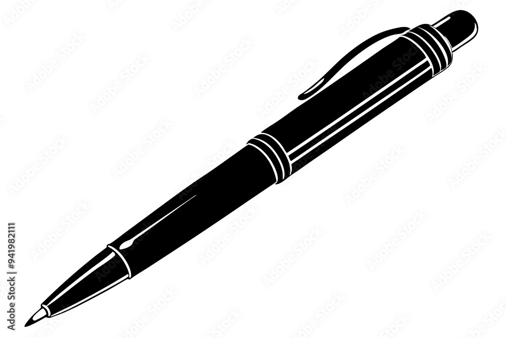 Silhouette Pen Vector on White Silhouette Pen Vector on White