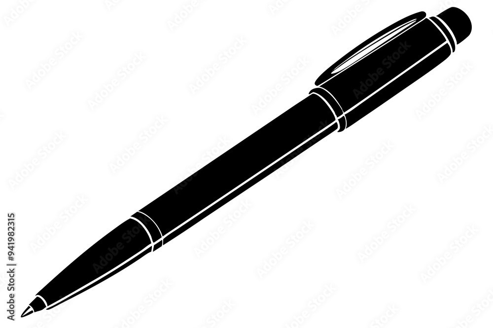 Silhouette Pen Vector on White Silhouette Pen Vector on White