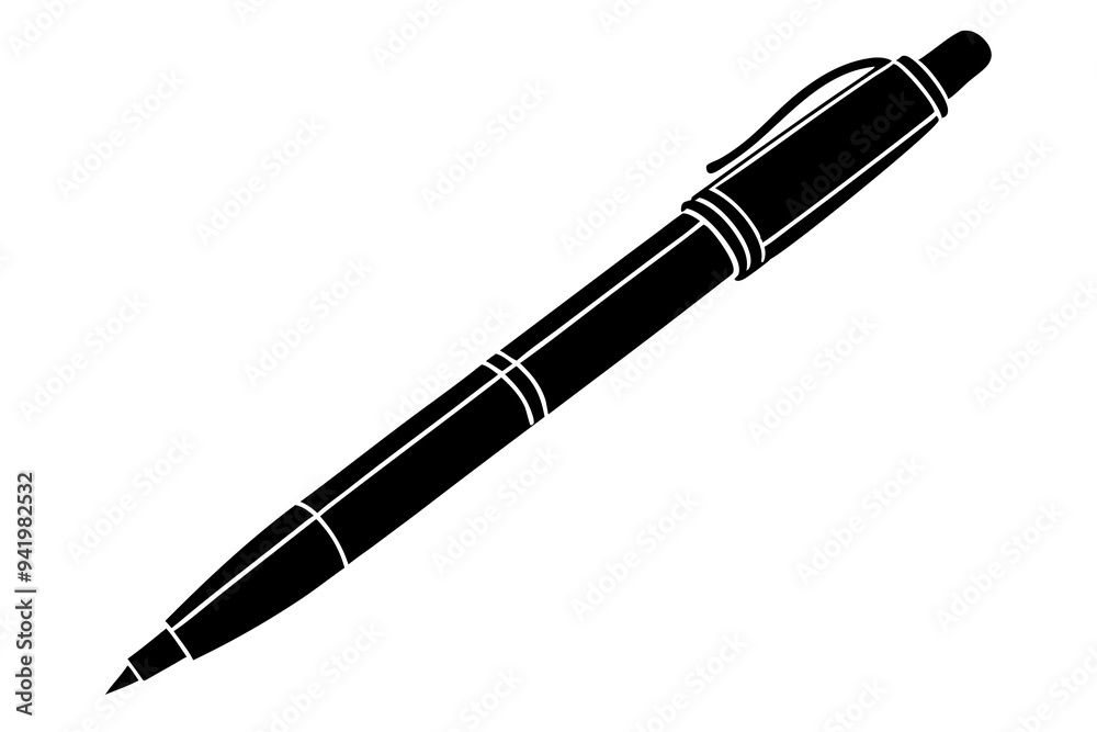 Silhouette Pen Vector on White Silhouette Pen Vector on White