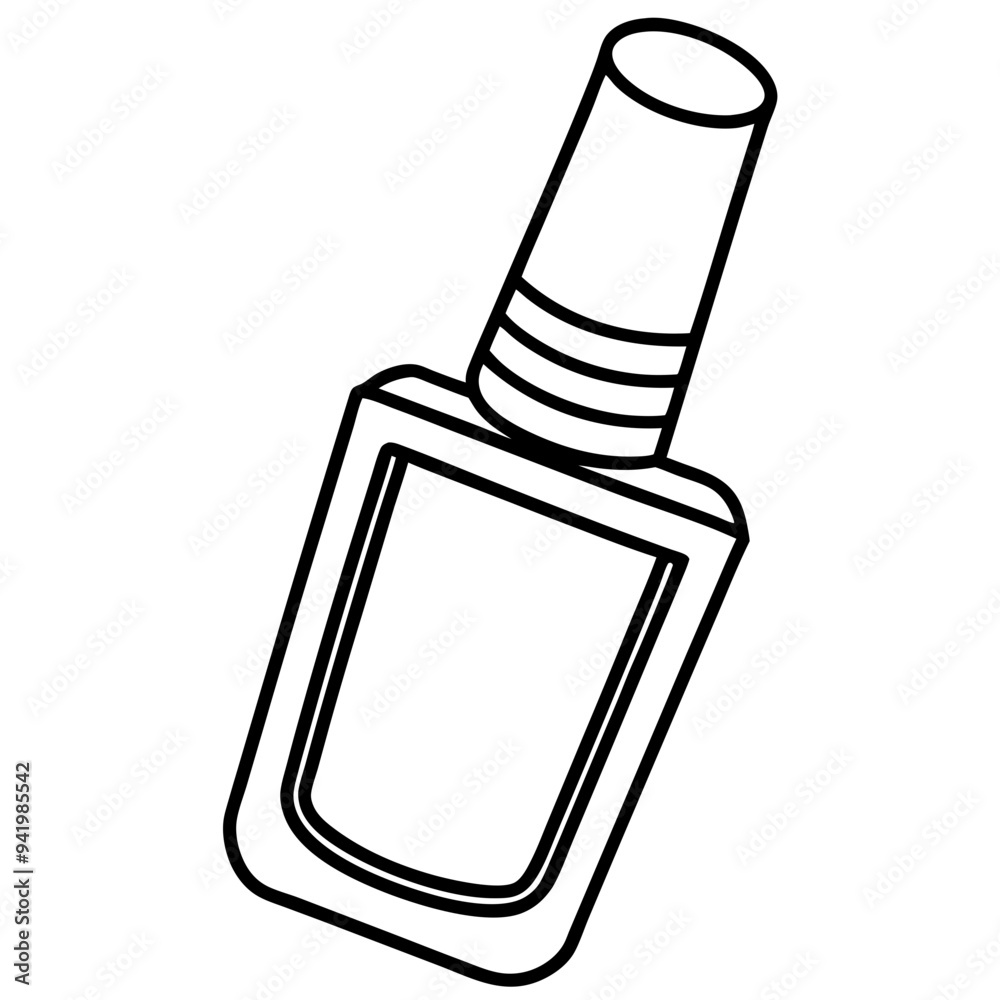 Simple Black-and-White Nail Polish Coloring Page for Kids – Bold Lines, No Extra Shapes, Vector Design Simple Black-and-White Nail Polish Coloring Page for Kids – Bold Lines, No Extra Shapes, Vector Design