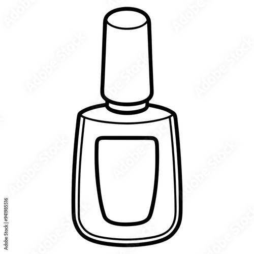 Simple Black-and-White Nail Polish Coloring Page for Kids – Bold Lines, No Extra Shapes, Vector Design