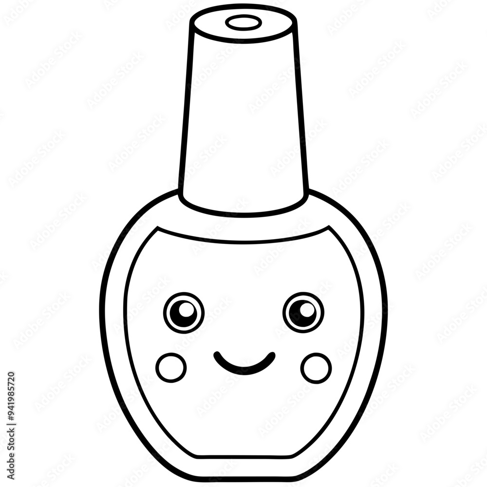 Simple Black-and-White Nail Polish Coloring Page for Kids – Bold Lines, No Extra Shapes, Vector Design