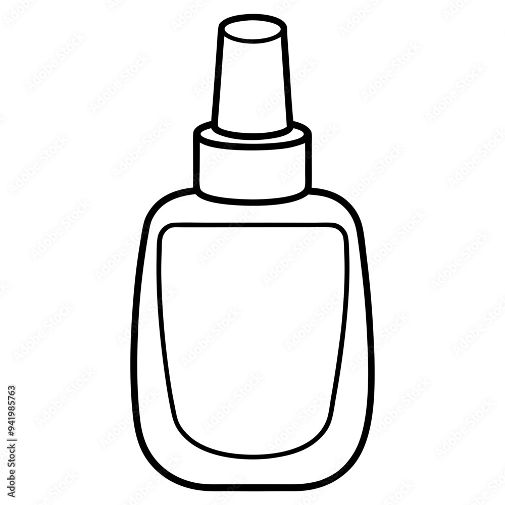 Simple Black-and-White Nail Polish Coloring Page for Kids – Bold Lines, No Extra Shapes, Vector Design Simple Black-and-White Nail Polish Coloring Page for Kids – Bold Lines, No Extra Shapes, Vector Design