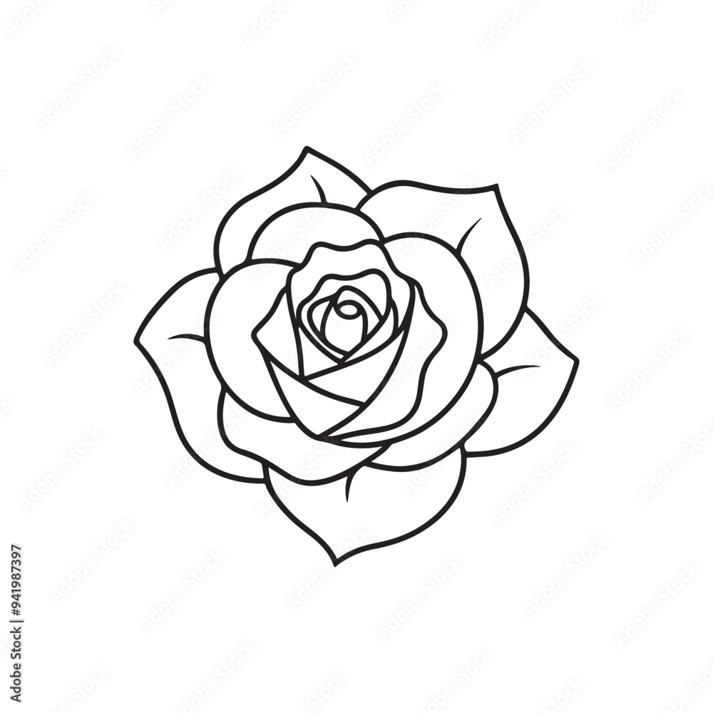 A rose vector silhouette of black and white rose A rose vector silhouette of black and white rose
