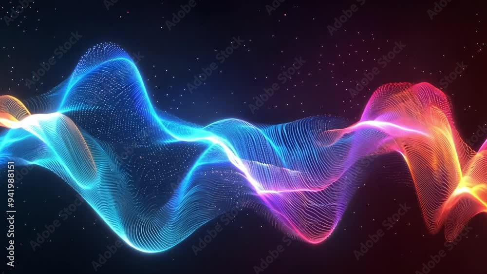 Colorful waves of light flow smoothly against a dark backdrop, creating a captivating visual effect that embodies energy and motion.