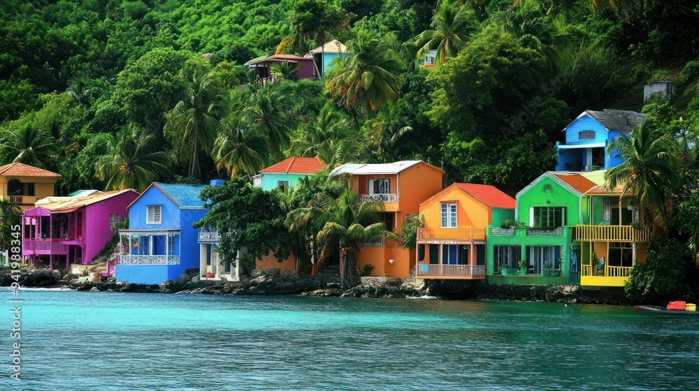 Vibrantly colored residences on a unique Caribbean island Vibrantly colored residences on a unique Caribbean island