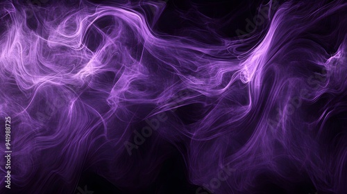 Purple Smoke on Black Background, Abstract Image, Texture, Pattern, Wallpaper, Cover and Screen of Smartphone, Cell Phone, Computer, Laptop, 9:16 and 16:9 Format