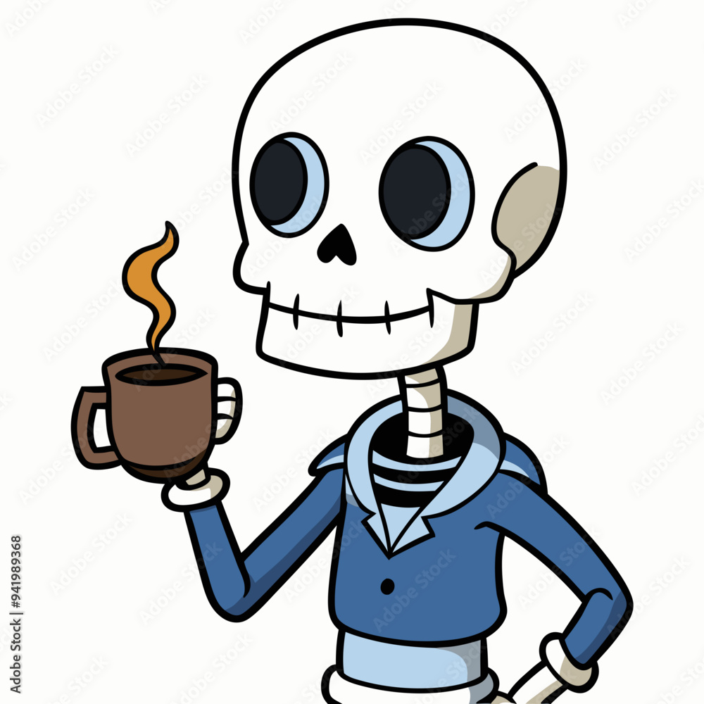 Skeleton Coffee on White Background Vector Design Skeleton Coffee on White Background Vector Design