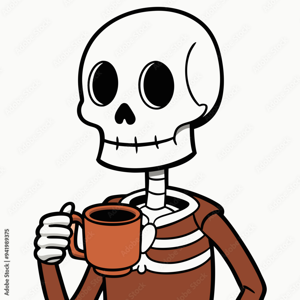 Skeleton Coffee on White Background Vector Design Skeleton Coffee on White Background Vector Design