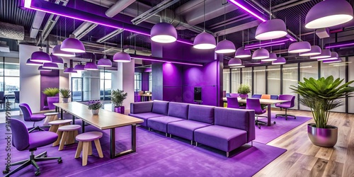 Violet Innovation Hub: Stimulating and innovative environment with vibrant purple accents, inspiring out-of-the-box thinking photo