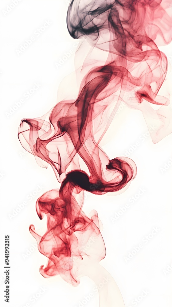 Fototapeta premium Red Smoke on White Background, Abstract Image, Texture, Pattern, Wallpaper, Cover and Screen of Smartphone, Cell Phone, Computer, Laptop, 9:16 and 16:9 Format