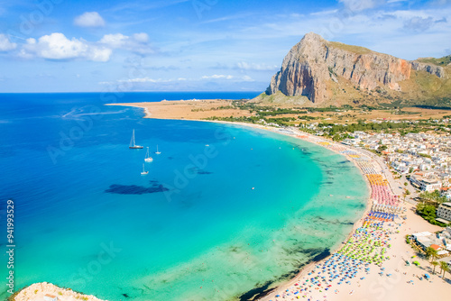 San Vito lo Capo beach and Monte Monaco in peak in north-western Sicily.