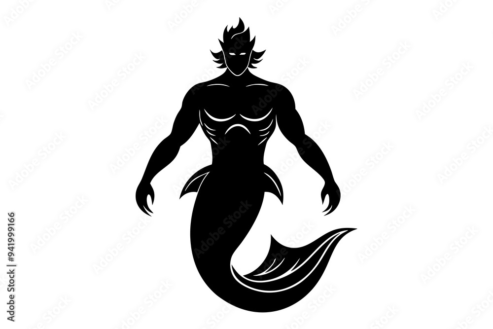 Cool mermaid sticker design in a silhouette style Cool mermaid sticker design in a silhouette style